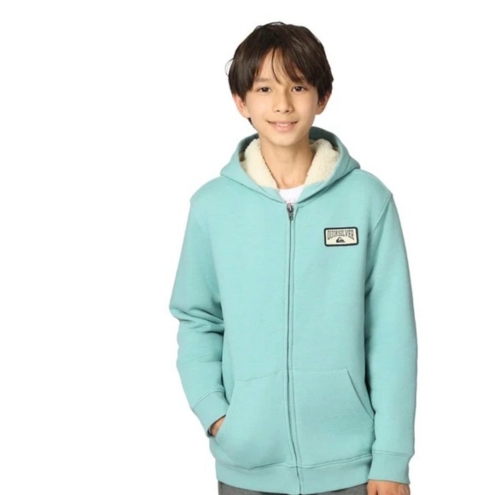 NWT Quiksilver Youth Teal Zip-Up Plush Lined Hoodie Size S 7/8